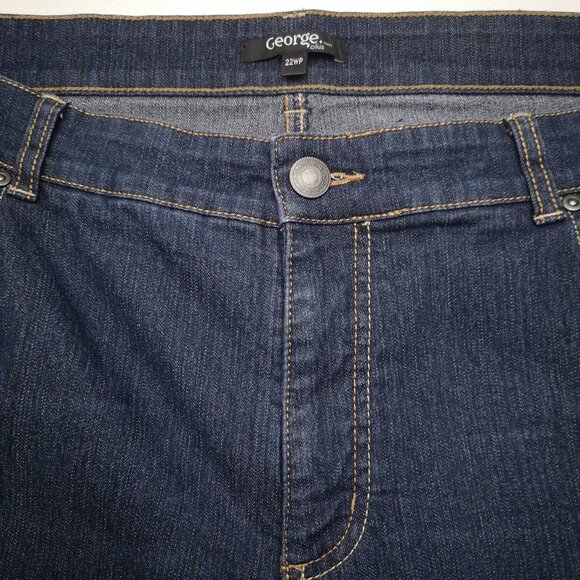 George Plus Ladies Size 22WP Dark Wash Straight Fit Blue Jeans - Picture 8 of 13